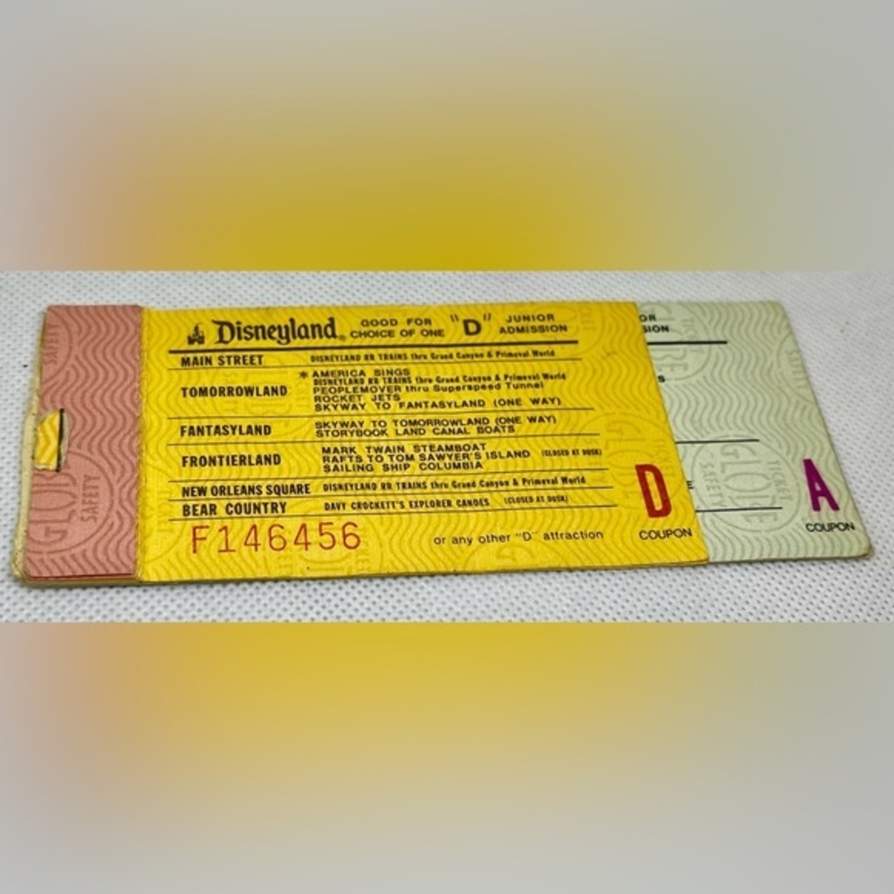 4 Disneyland Vintage Tickets 3 D 1 A 1960’s Junior Ticket Book